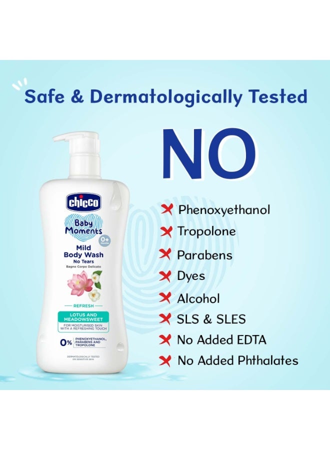 Chicco Baby Moments Mild Body Wash Refresh, New Advanced Formula With Natural Ingredients, No Tears & Soap-Free, Mild Formula For Babys Body Wash, No Phenoxyethanol And Parabens (500Ml) - Image 2